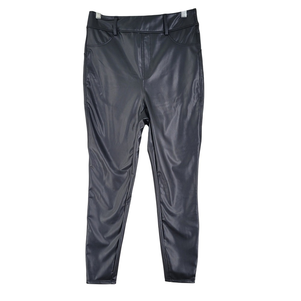 Halara Faux Leather Pants Leggings Women Size M Black High Waisted‎ Stretch NEW